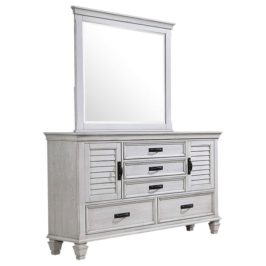 Franco 5-drawer Dresser with Mirror Antique White