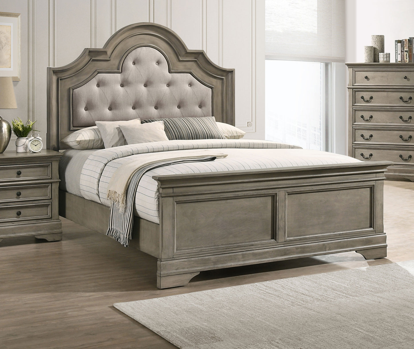 Manchester Wood Queen Panel Bed Wheat Brown