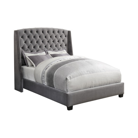Pissarro Upholstered Eastern King Wingback Bed Grey
