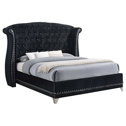 Barzini Upholstered Queen Wingback Bed Black