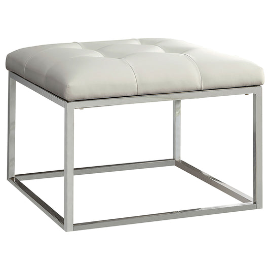Swanson Square Upholstered Tufted Ottoman White
