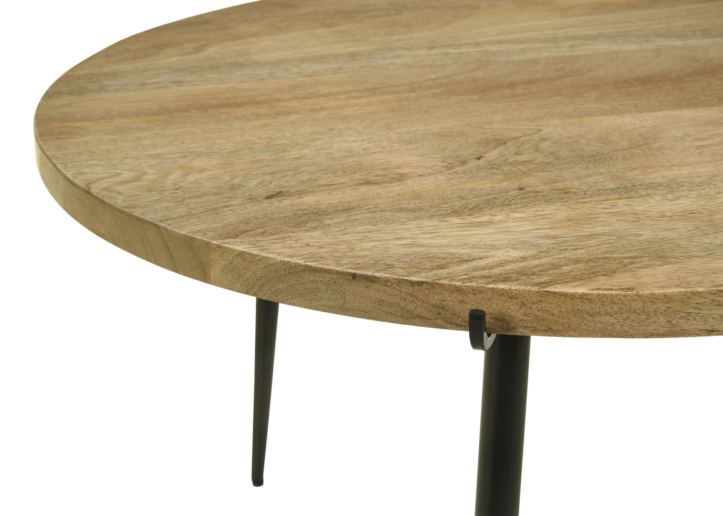 Pilar Round Solid Wood Top Coffee Table Natural and Black