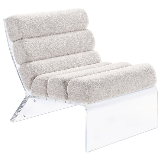 Serreta Boucle Upholstered Armless Accent Chair with Clear Acrylic Frame Ivory