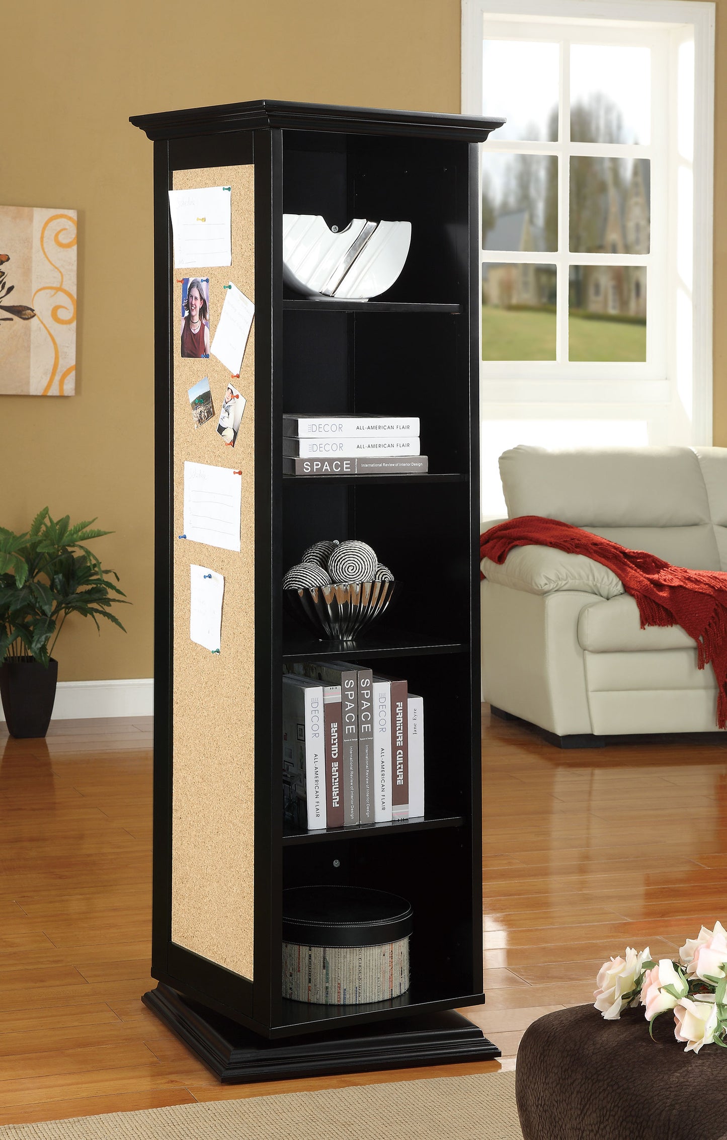 Robinsons Swivel Accent Cabinet with Cork Board Black