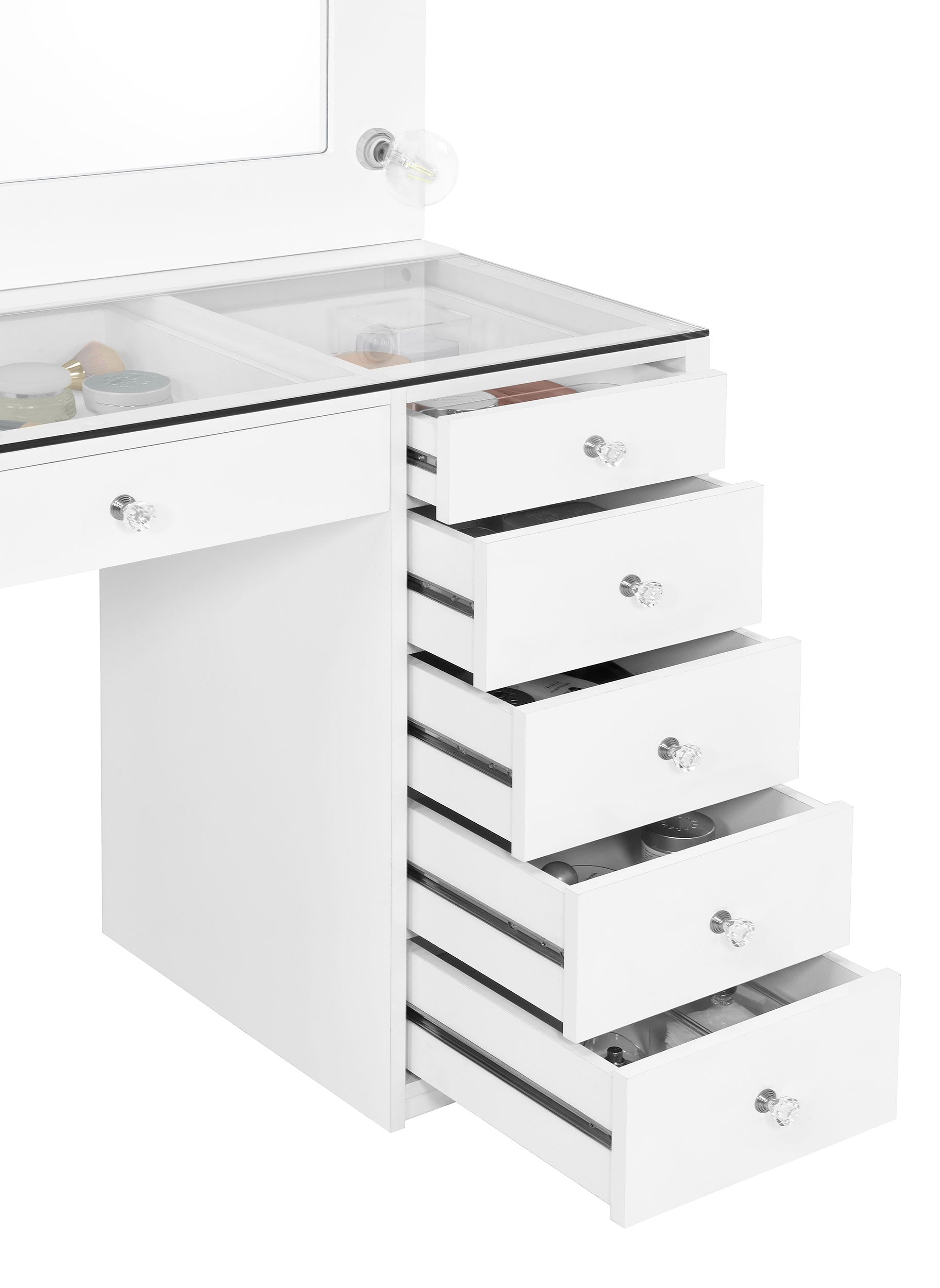 Acena 7-drawer Vanity Set with Lighting White High Gloss – National Unclaimed Freight